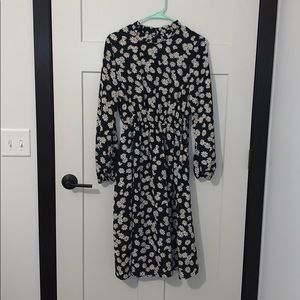 A-line Daisy Print Midi Dress
